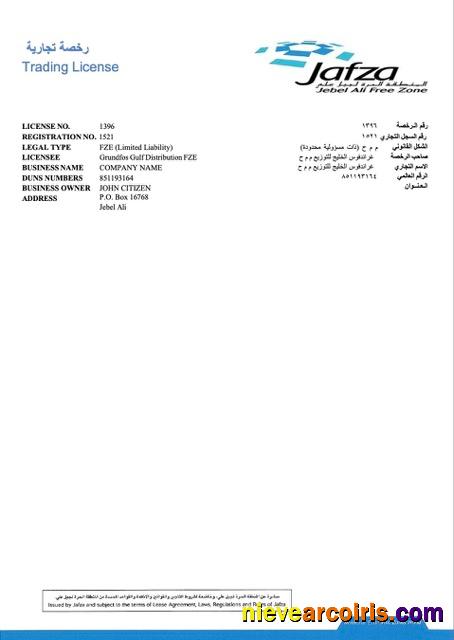 UAE Dubai trading license, version 3